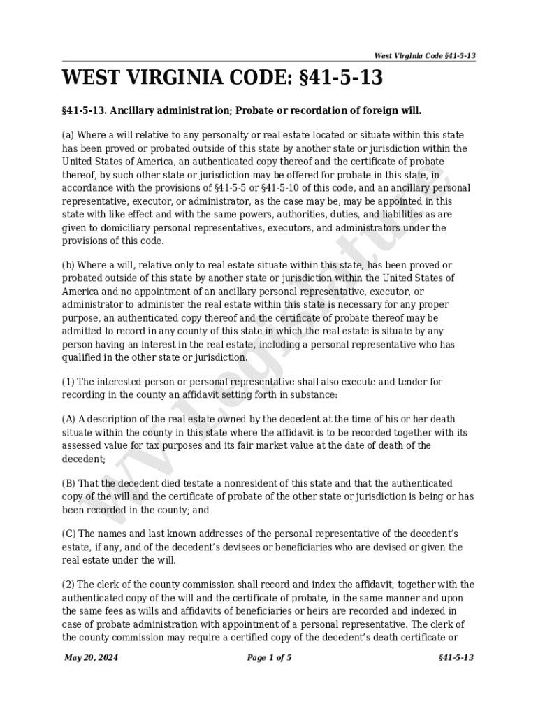 Fillable Online 41513. Ancillary administration; Probate or