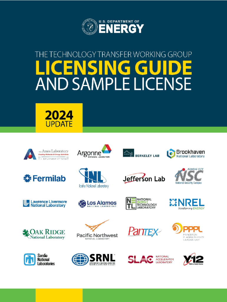 Fillable Online The Technology Transfer Working Group Licensing Guide