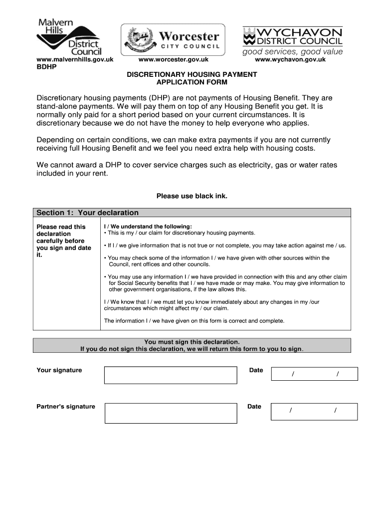 Discretionary housing payment worcester Fill out & sign online DocHub