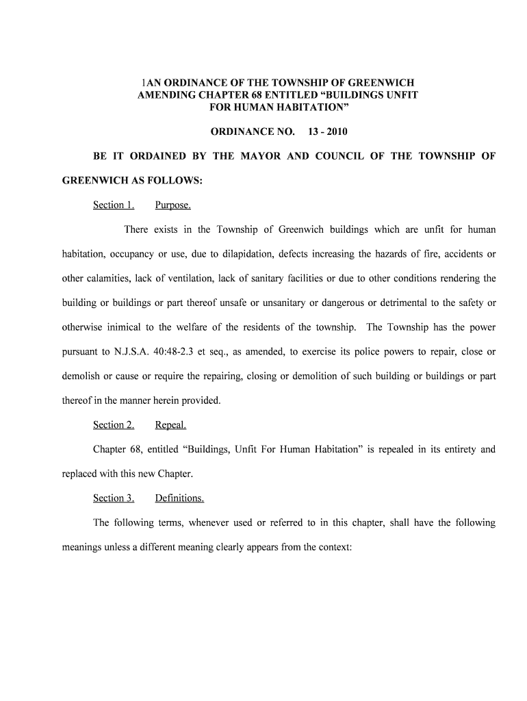Fillable Online Buildings unfit for human habitation Greenwich Fax