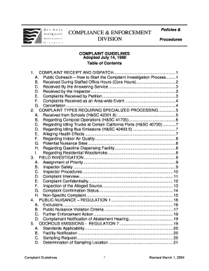 Fillable Online hank baaqmd Complaint Guidelines - Bay Area Air Quality