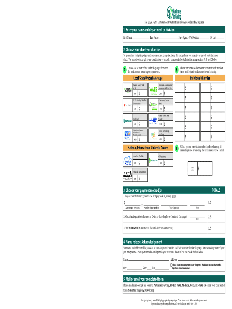 Fillable Online 2024 Combined Campaign Pledge Form Fax Email Print
