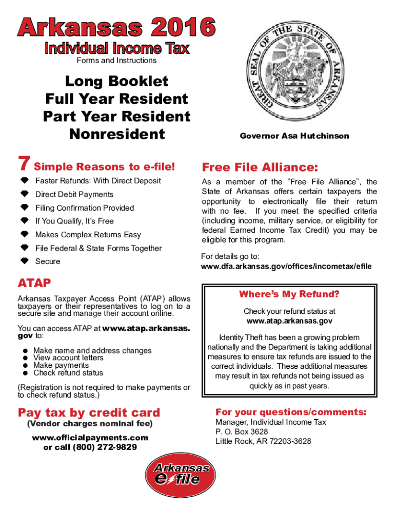Fillable Online Arkansas Individual Tax 2016 Fax Email Print