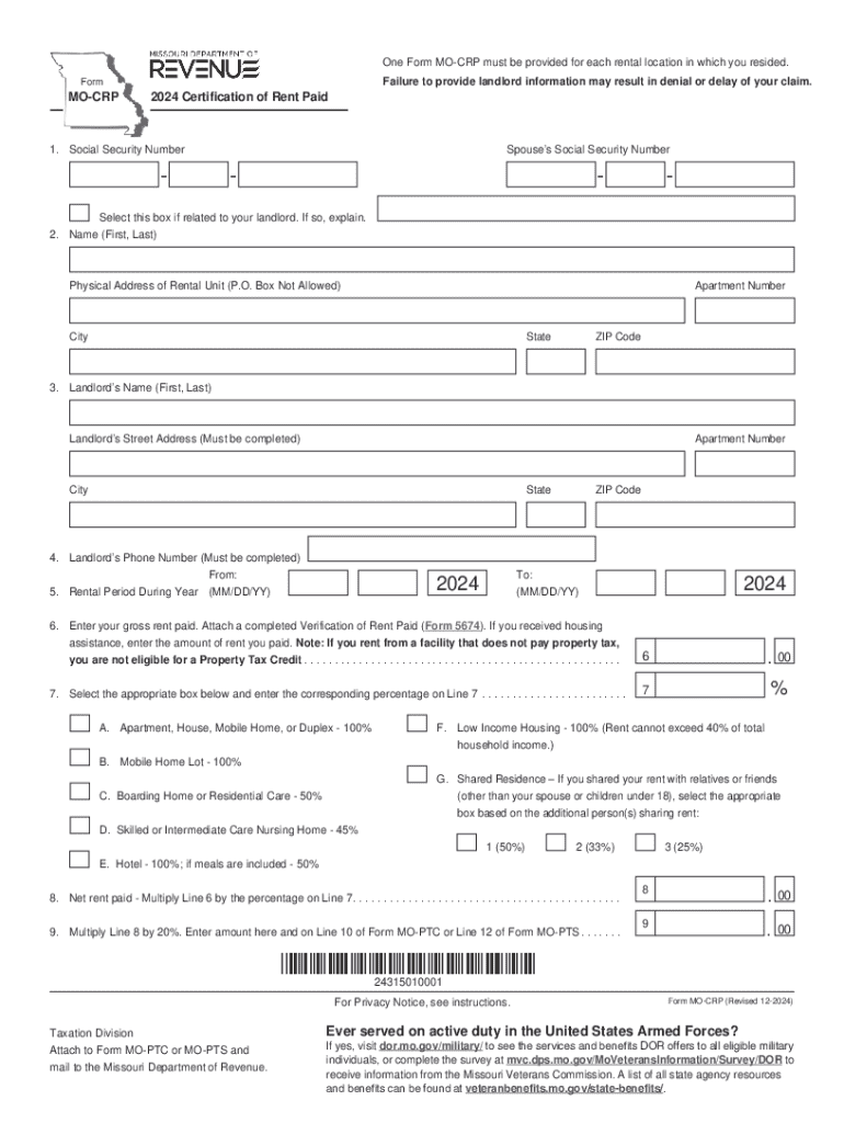 2024 Form MO MOCRP Fill Online, Printable, Fillable, Blank pdfFiller 2024 Form MO MOCRP Fill Online, Printable, Fillable, Blank pdfFiller