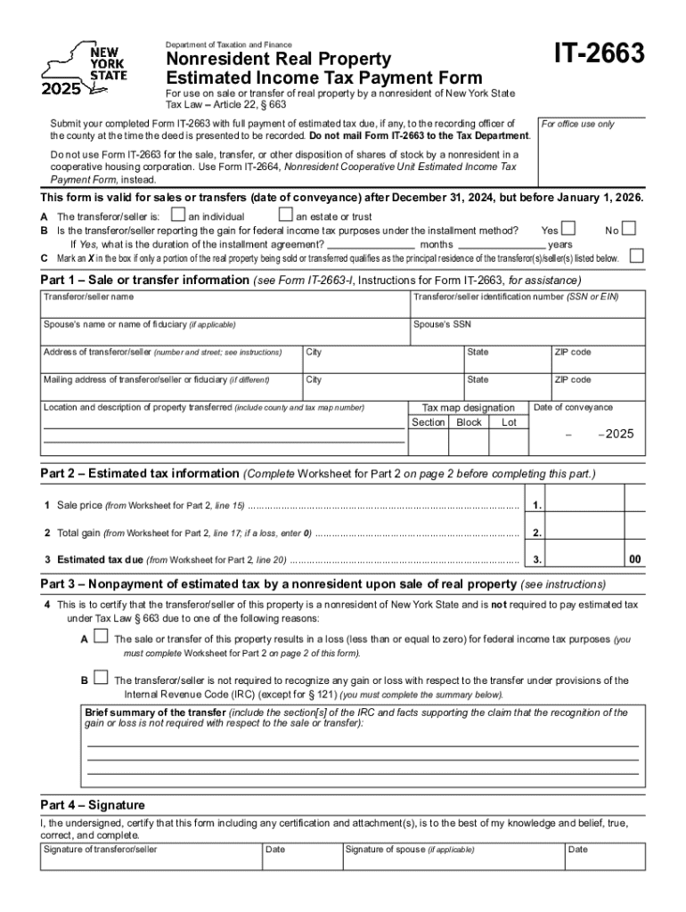 2025 Form NY DTF IT2663 Fill Online, Printable, Fillable, Blank pdfFiller
