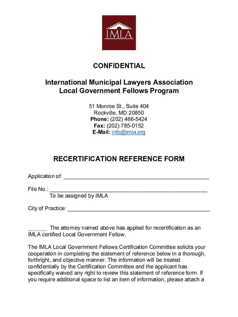 Fillable Online Imla Local Government Fellows Program Recertification(03)