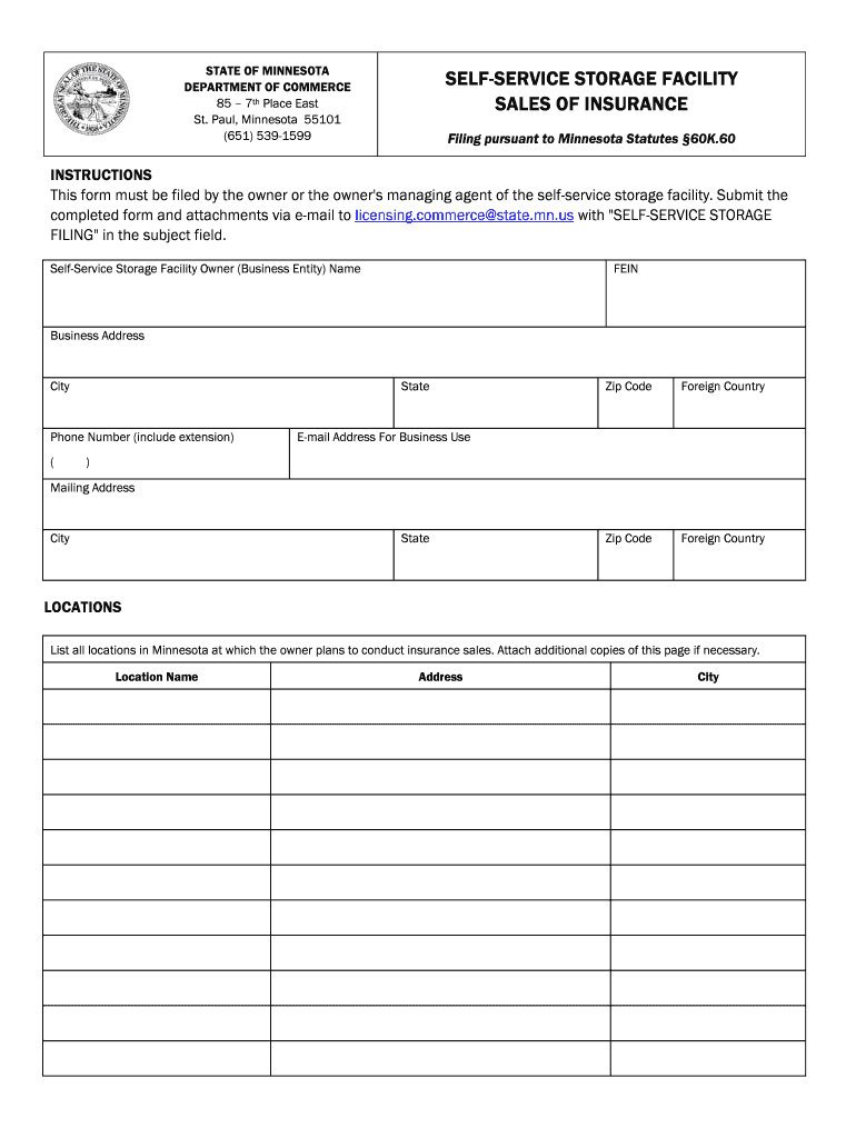 Fillable Online mn Self Storage Insurance form (.pdf) Fax Email Print pdfFiller