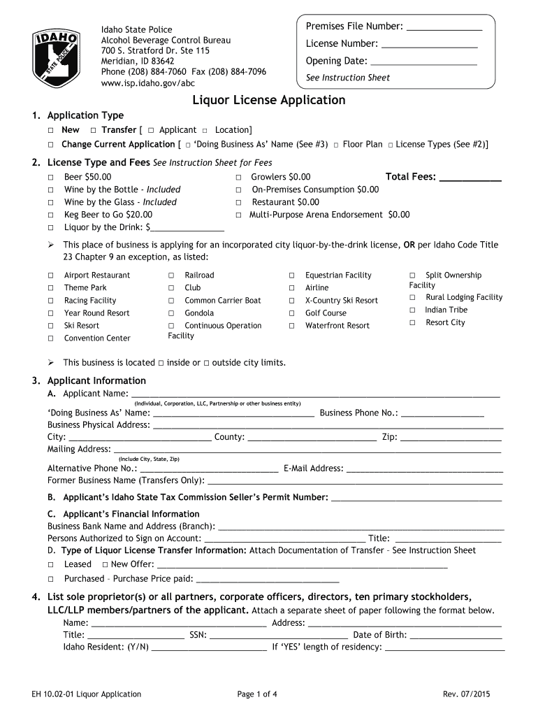 Idaho liquor license online Fill out & sign online DocHub
