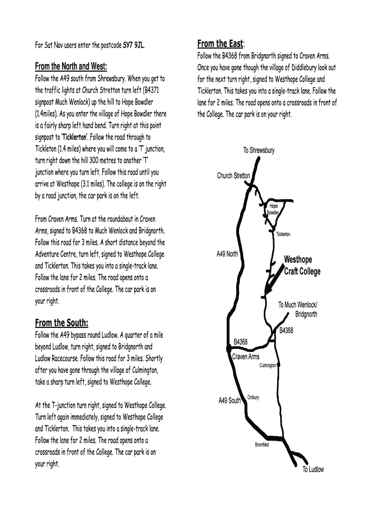 Fillable Online westhope org Download Printable Map & Directions
