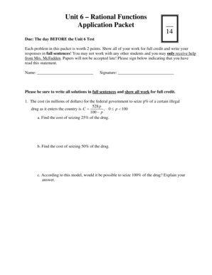 Fillable Online Unit 8 Rational Functions Fax Email Print - pdfFiller