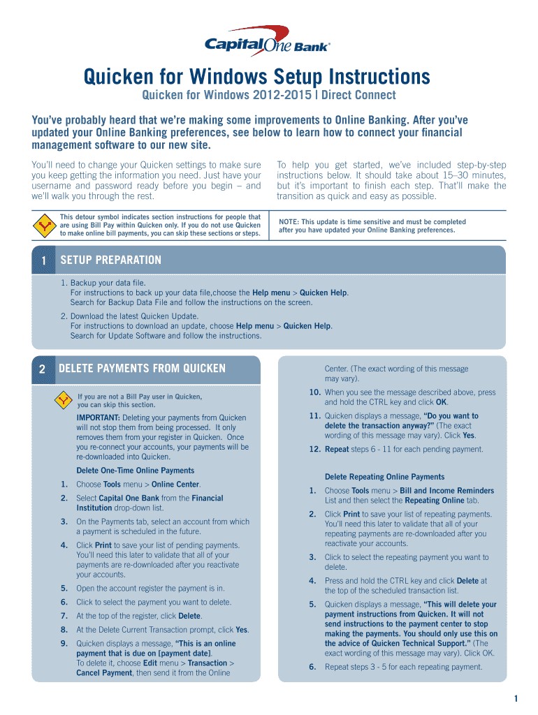 Fillable Online Quicken for Windows Setup Instructions Fax Email Print