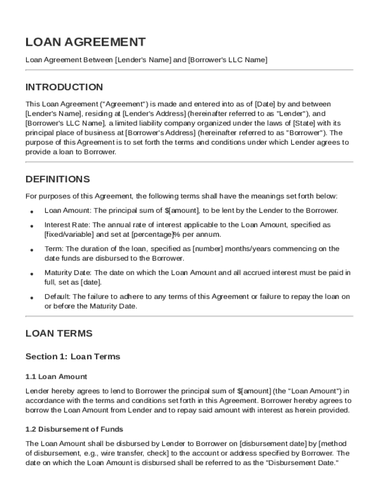 Fillable Online Llc Loan Contract Template Fax Email Print pdfFiller