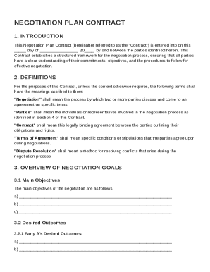 Negotiation Plan Negotiation Contract Template Form - Fill Online