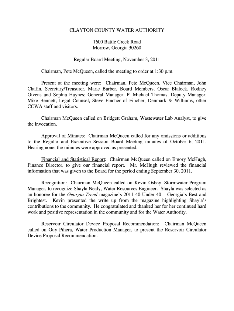 Fillable Online Clayton County Water Authority Fax Email Print pdfFiller