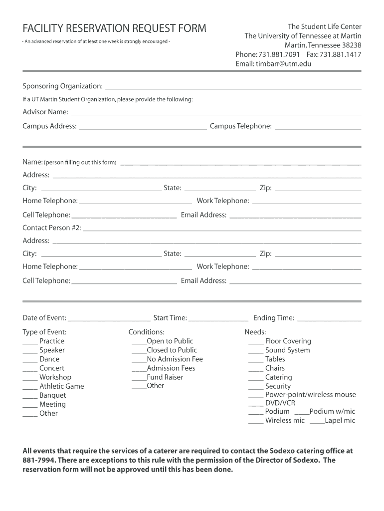 Reservation Application Form Fill Online, Printable, Fillable, Blank