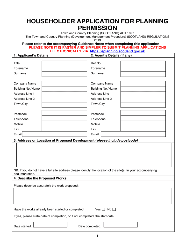 Fillable Online Householder Application Form ePlanning Scotland Fax