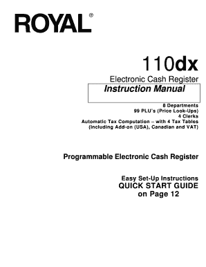 Fillable Online Electronic Cash Register Instruction Manual - Royal Fax