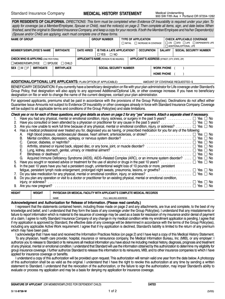 Fillable Online cityofelcentro MEDICAL HISTORY STATEMENT