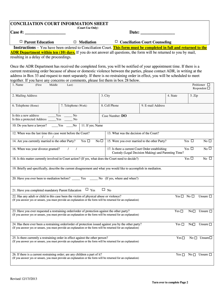 AZ Conciliation Court Information Sheet 20132022 Complete Legal