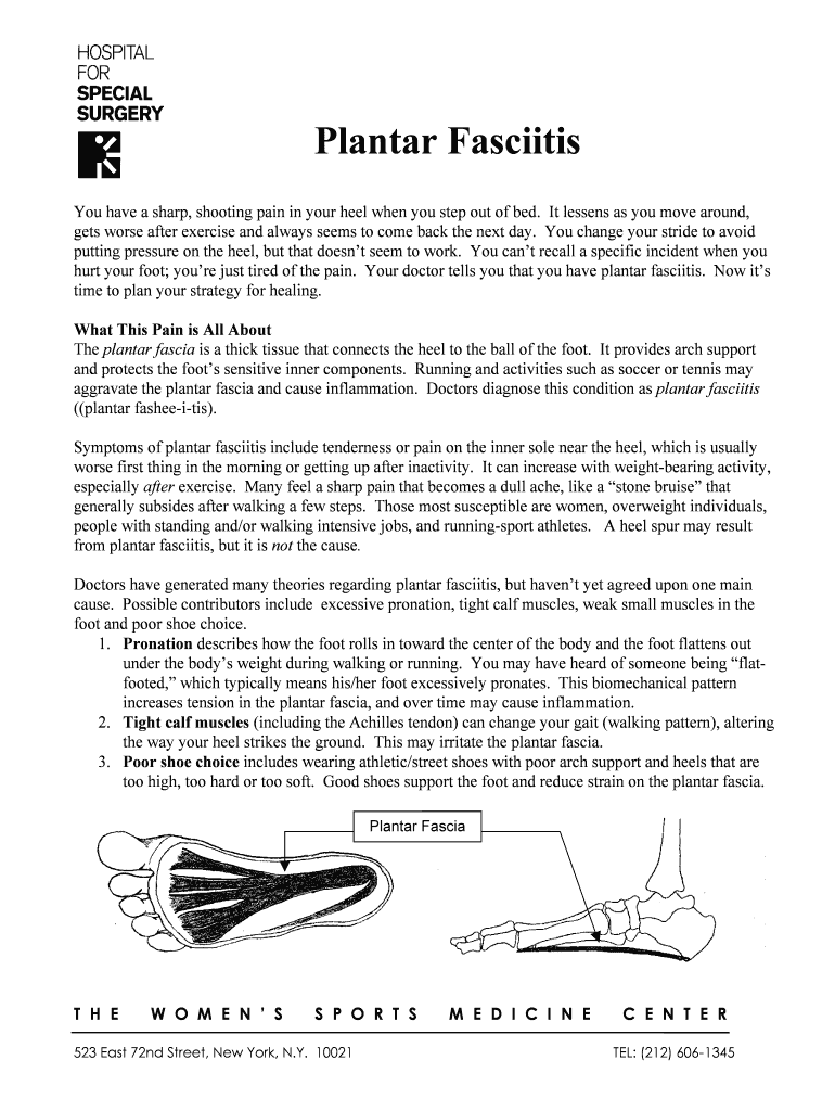 Fillable Online You have a sharp, shooting pain in your heel when you