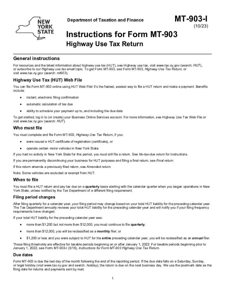 Instructions for Form MT903, Highway Use Tax Return Fill out & sign(08)
