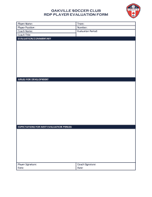 Fillable Online OAKVILLE SOCCER CLUB RDP PLAYER EVALUATION FORM Fax