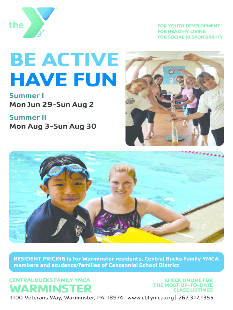 Fillable Online Warminster Brochure Central Bucks Family YMCA Fax