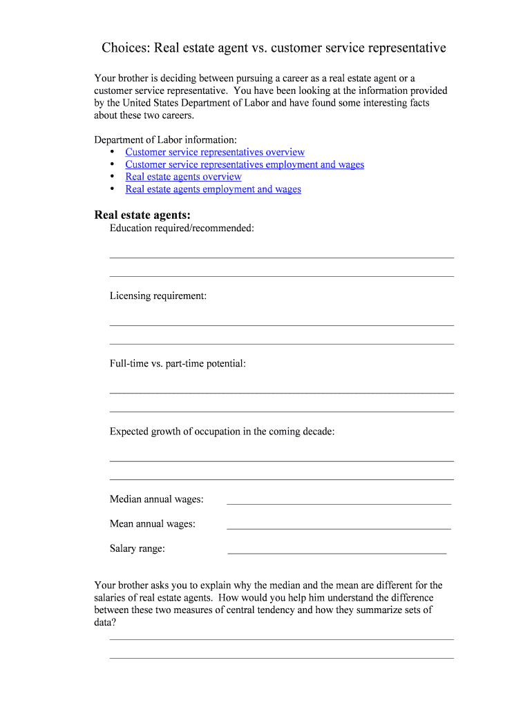 Fillable Online Choices Real estate agent vs Fax Email Print pdfFiller