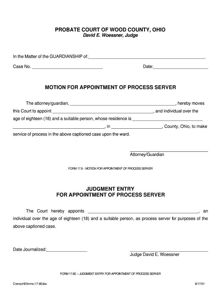 Fillable Online probatecourt co wood oh 17.9 E Wood County