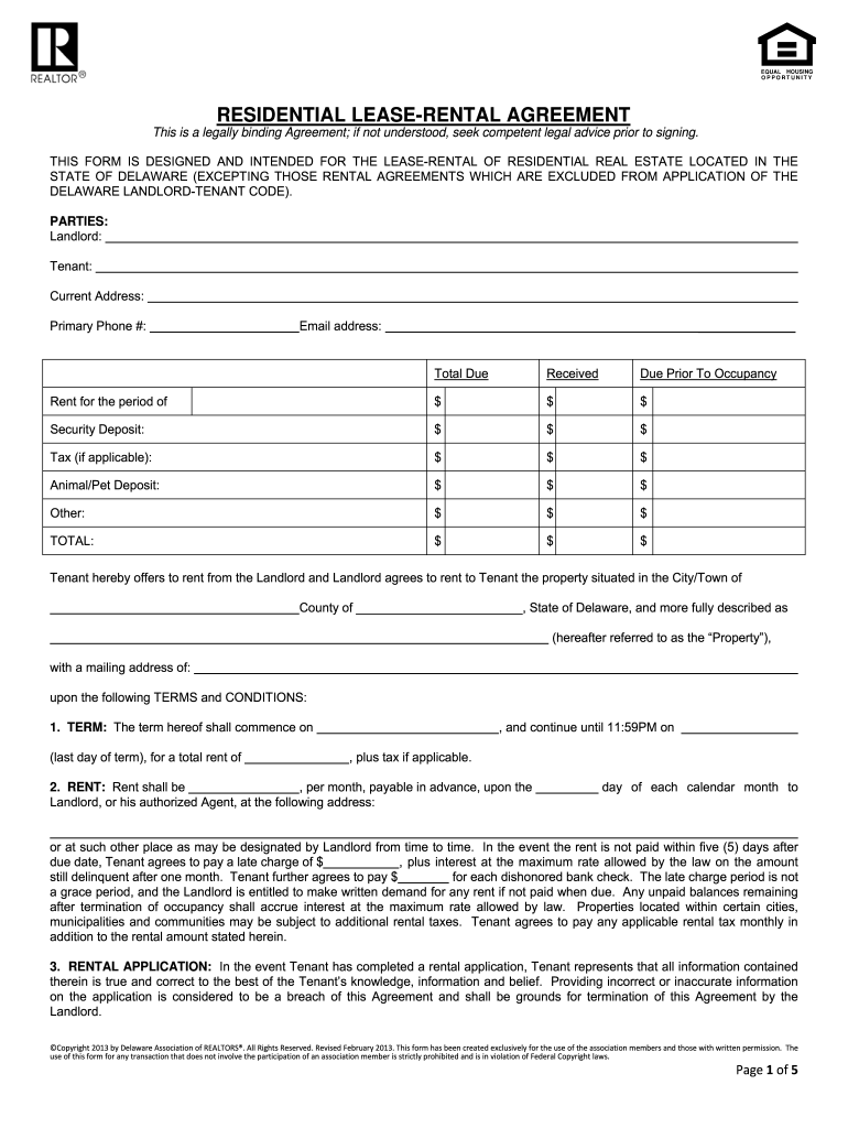 Delaware lease agreement Fill out & sign online DocHub