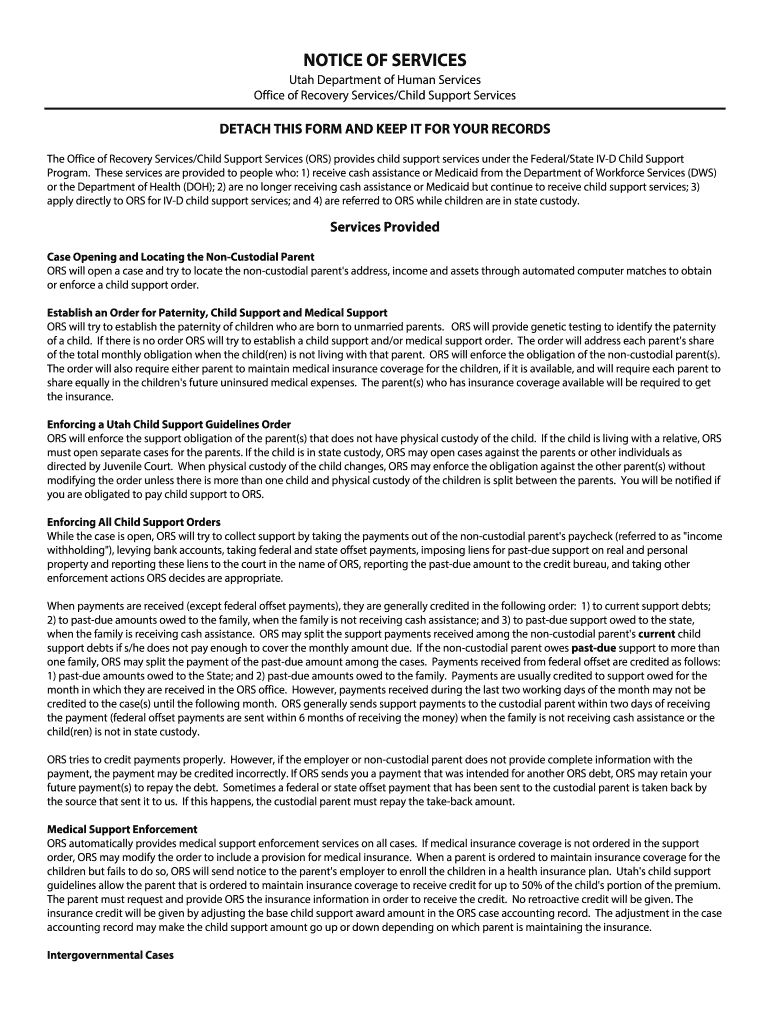 Fillable Online ors utah Application for Child Support Services This is