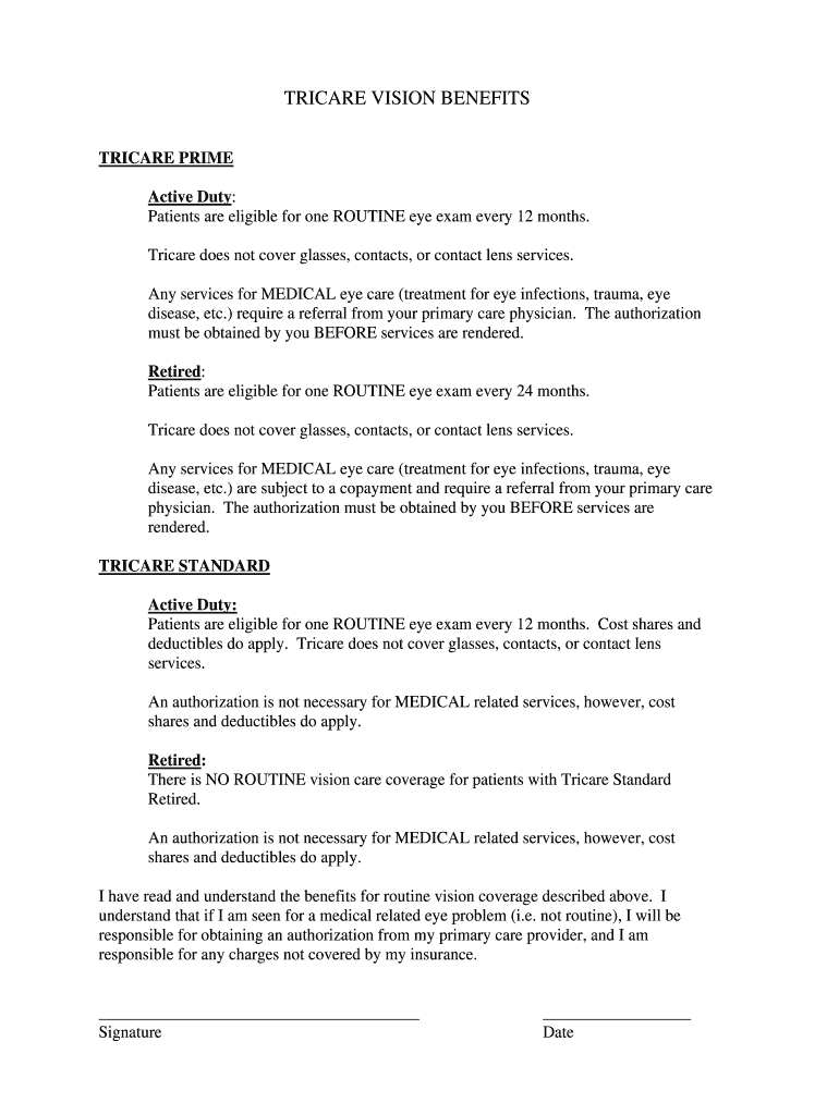 Fillable Online Tricare Benefits Explanation Effingham Eye Care Fax Email Print pdfFiller