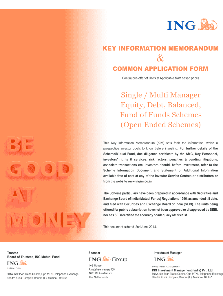 Fillable Online ING KIM bApplicationb Form Apr MARKETHUB Stock