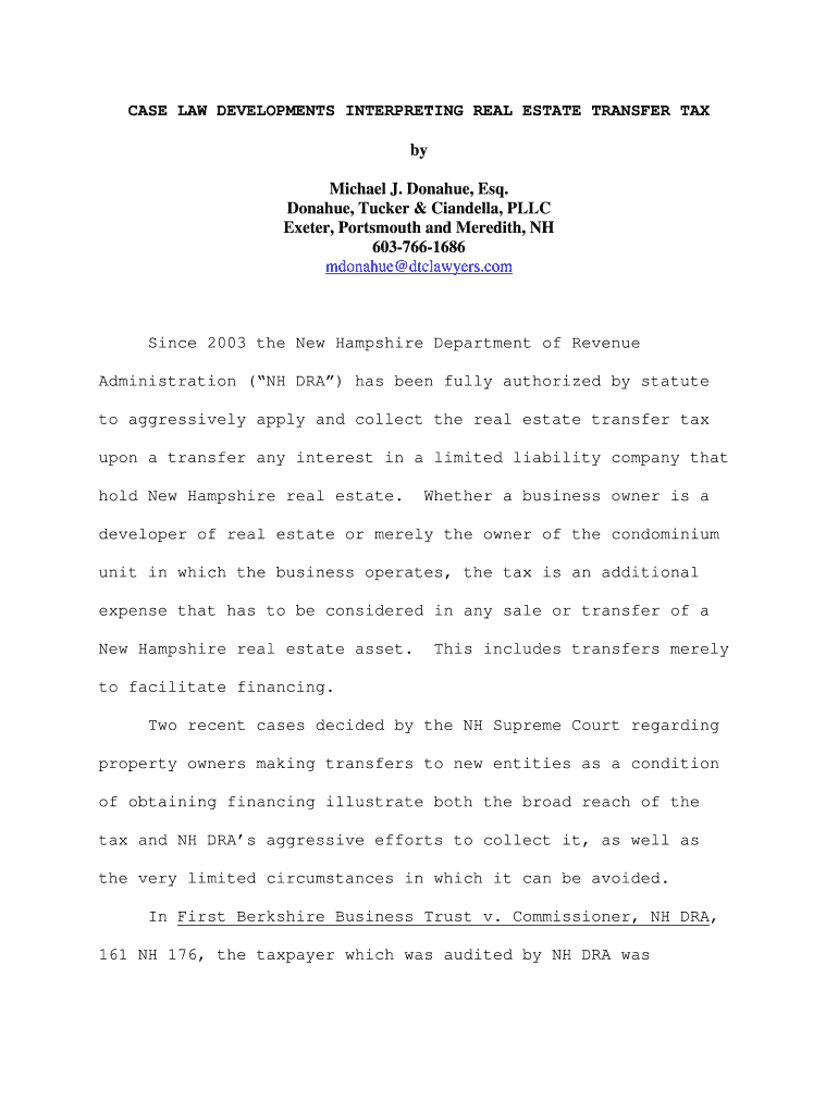 Fillable Online CASE LAW DEVELOPMENTS INTERPRETING REAL ESTATE TRANSFER