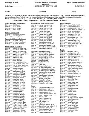 Aramark Commissary List 2023 Prison Commissary List - Fill Online, Printable, Fillable, Blank | Pdffiller