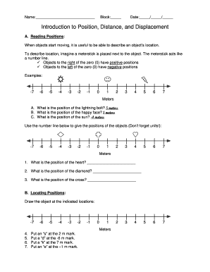 Introduction To Position Distance And Displacement Answer Key - Fill