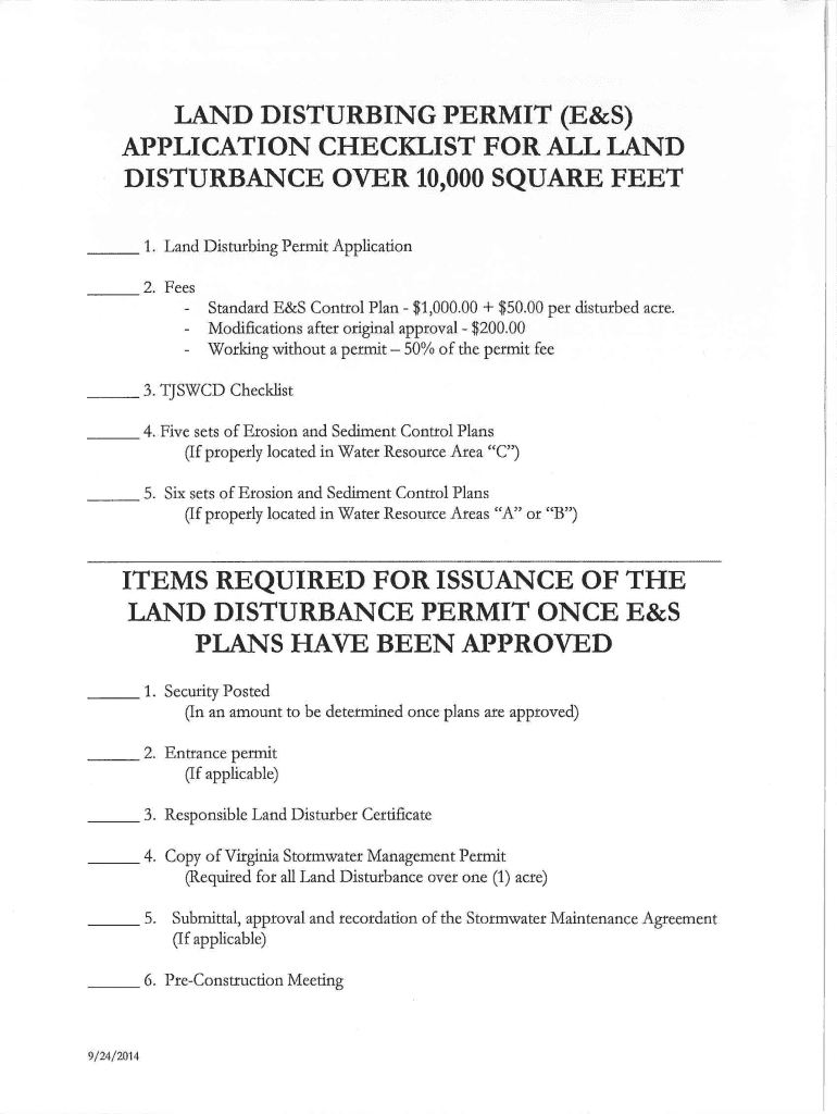 Fillable Online Land disturbing permit es application checklist for Louisa County Fax Email