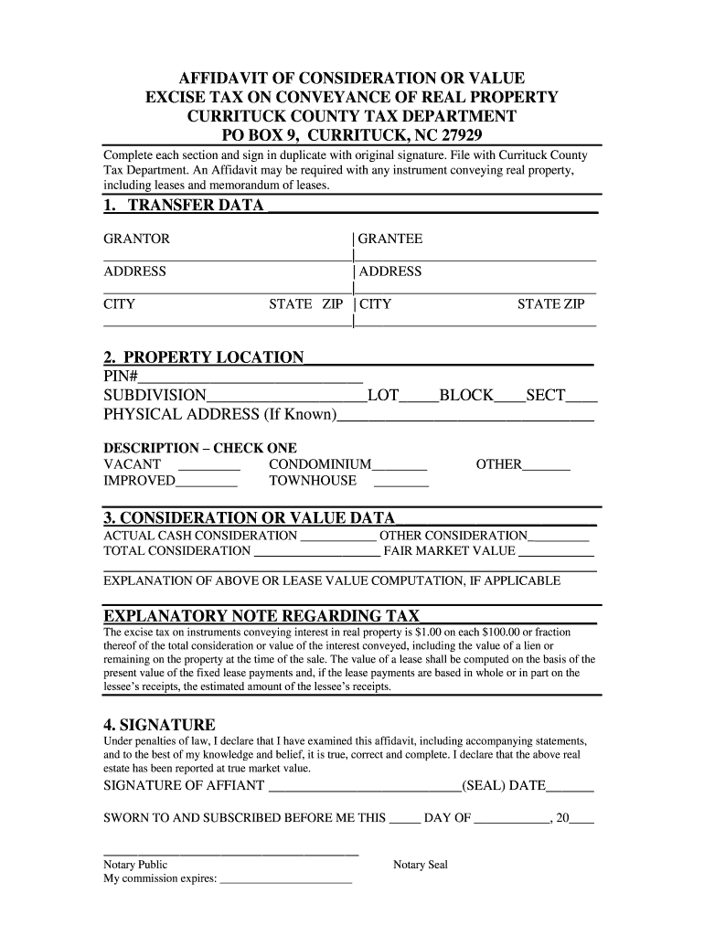Affidavit consideration excise tax property Fill out & sign online