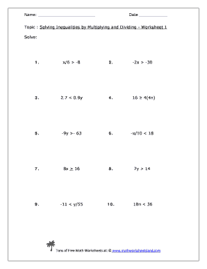 Solving Inequalities Worksheet - Fill Online, Printable, Fillable, Blank | Pdffiller