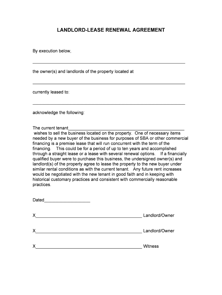 Fillable Online LANDLORDLEASE RENEWAL AGREEMENT Fax Email Print