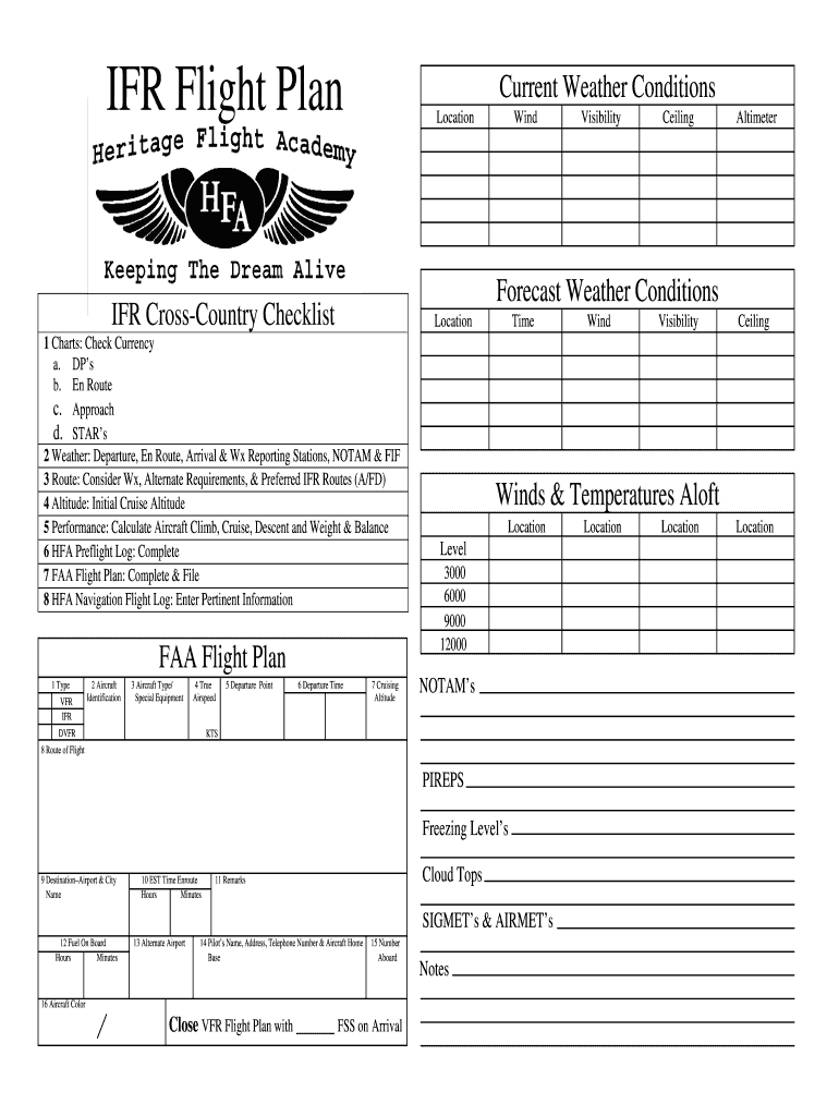 Fillable Online IFR Flight Plan Fax Email Print pdfFiller