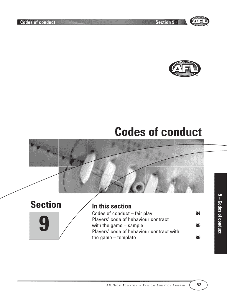 Fillable Online Codes of conduct AFL Community Fax Email Print