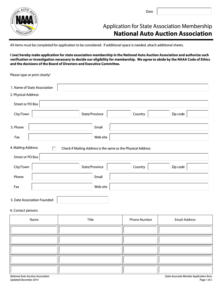 Fillable Online State Independent Auto Dealer Association bApplicationb