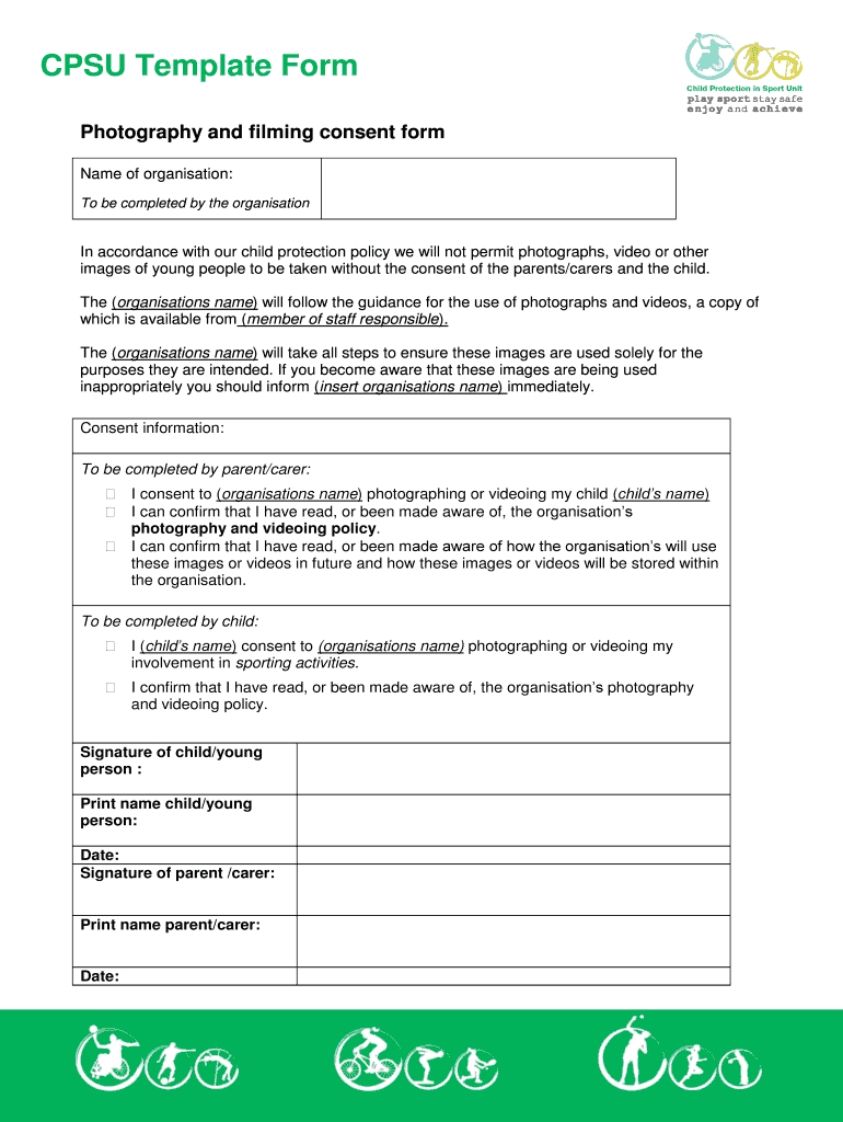 Fillable Online thecpsu org Photography and filming consent form CPSU