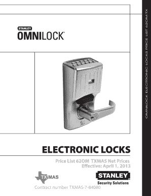 Fillable Online OMNILOCK ELECTRONIC LOCKS PRICE LIST 62OM TX Fax Email