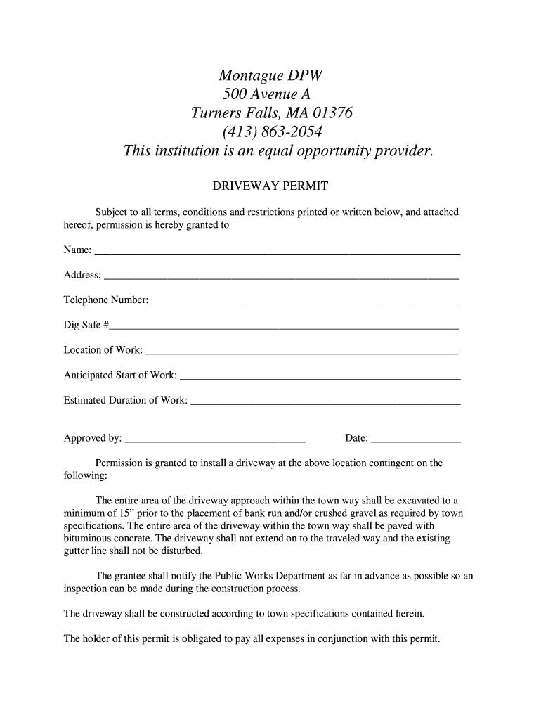 Fillable Online Montague DPW Fax Email Print pdfFiller