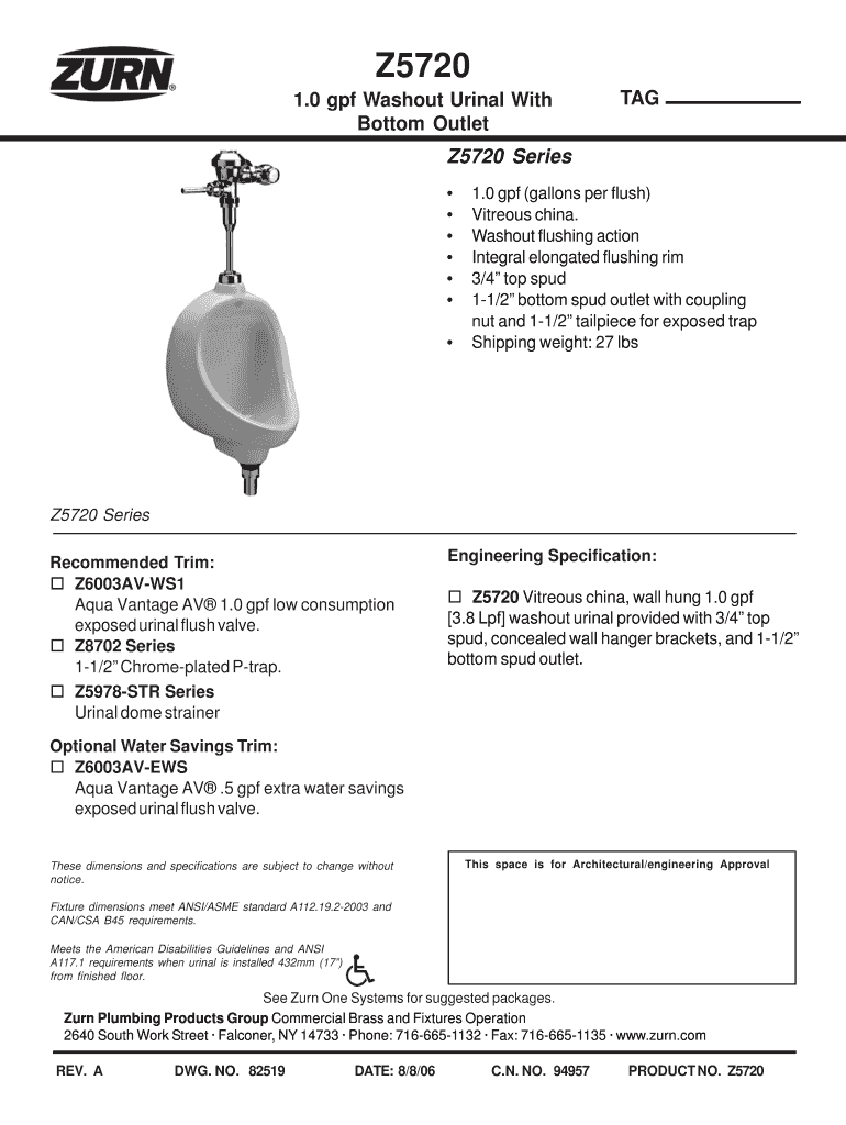 Fillable Online markssupply 10 gpf Washout Urinal With Bottom Outlet