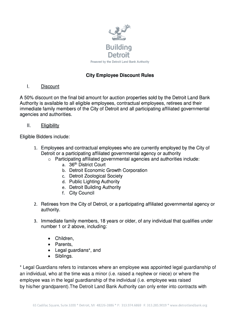 Fillable Online City Employee Discount Rules Fax Email Print pdfFiller