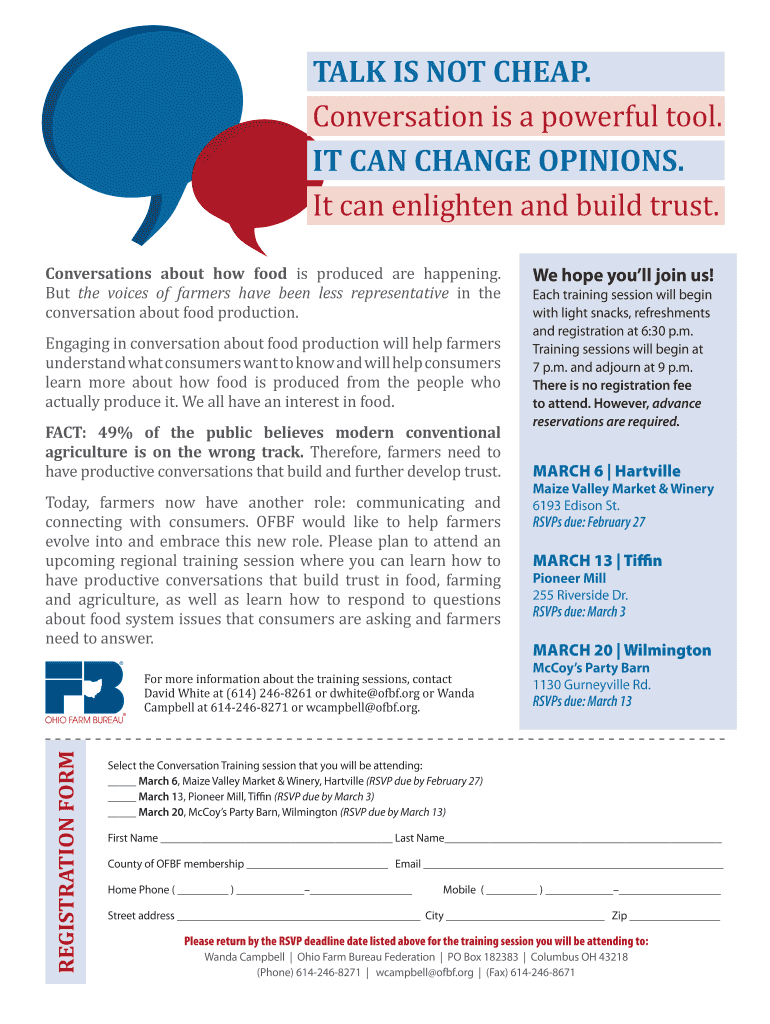 Fillable Online ofbf TALK IS NOT CHEAP Conversation is a powerful tool