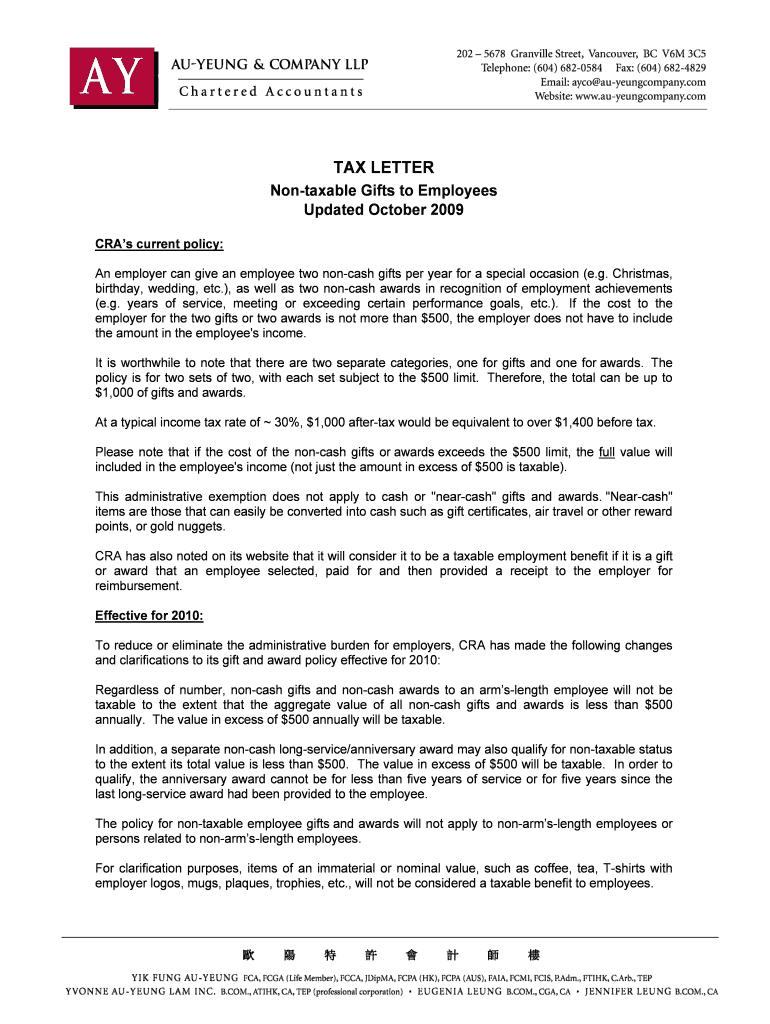 Fillable Online Nontaxable Gifts to Employees Fax Email Print pdfFiller